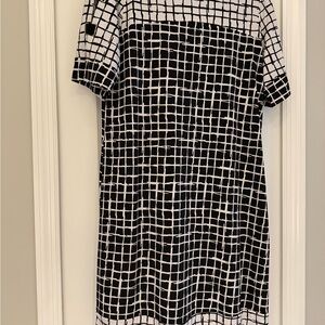 JM Collection Black and White Grid Midi Dress